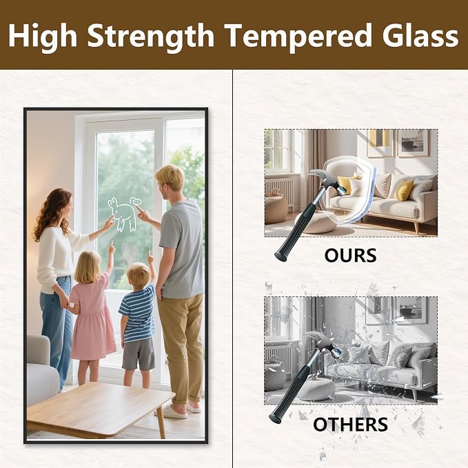 Koonmi 77"x38" Floor Mirror Full Length, Bedroom Floor Body Mirror - Image 9