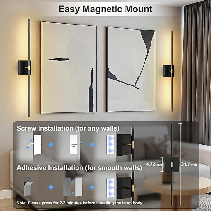 iThird Battery Operated Wall Sconces Set of 2: 10000mAh Rechargeable Wireless - Image 9