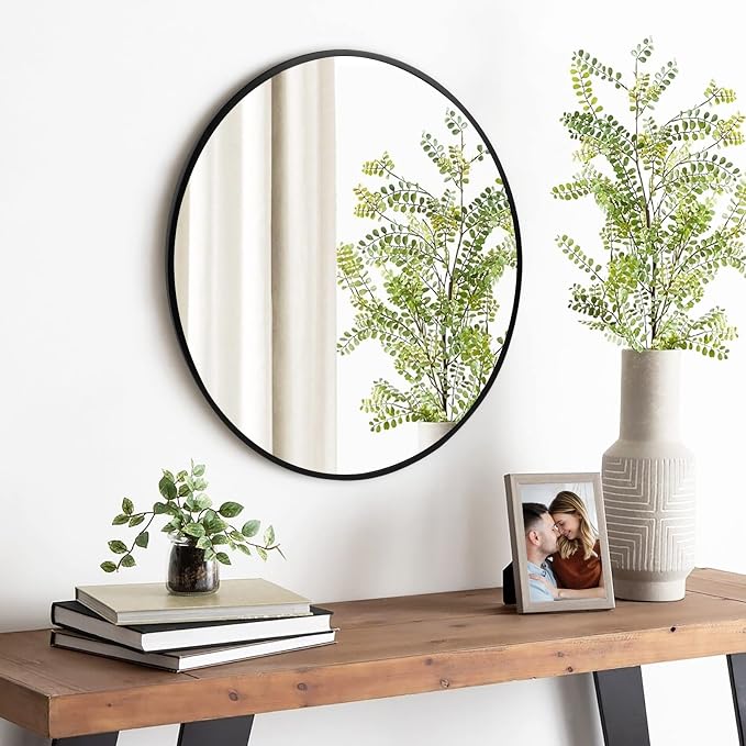 Fabuday Black Circle Mirror for Wall 22 inch - Image 4