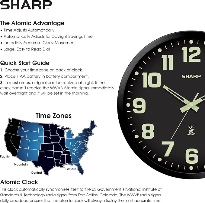 Sharp Glow in the Dark Atomic Analog Wall Clock - Image 5