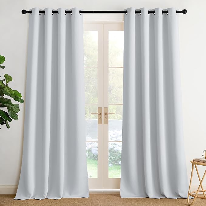 NICETOWN Room Darkening Draperies Curtains Panels, 2 Panels Greyish White W52 x by NICETOWN