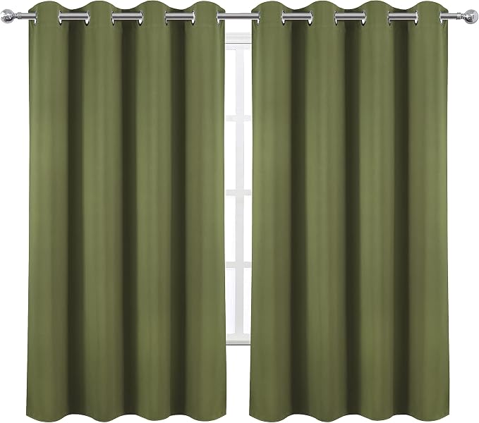 LEMOMO Olive Green Blackout Curtains 66 x 63 Inch Length/Set of 2 Curtain - Image 2