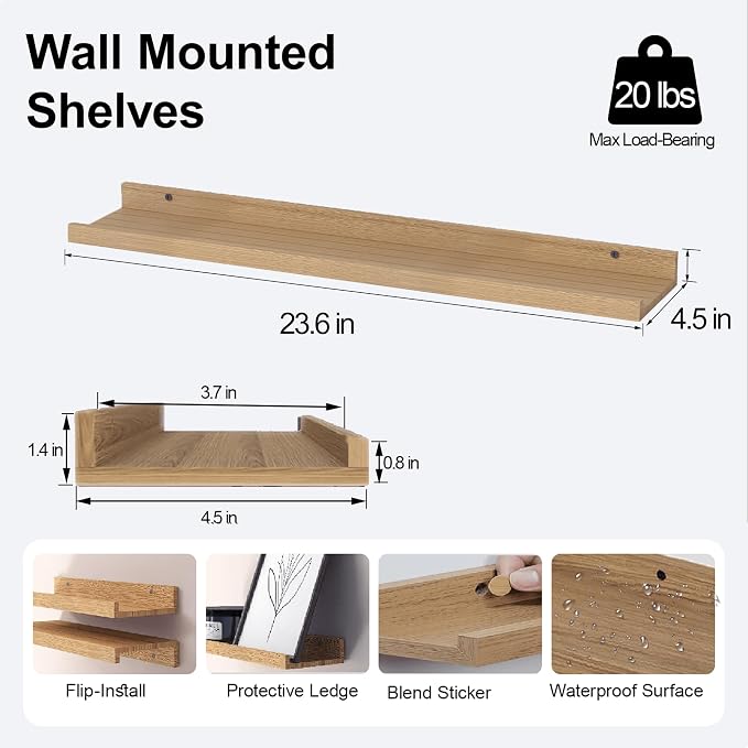 Floating Shelves for Wall Decor, Long Wall Mounted Storage Shelf for Bedroom - Image 3