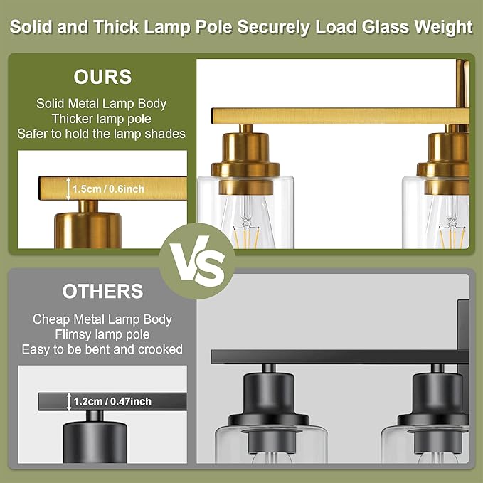 Unicozin Modern Bathroom Light Fixtures, 4 Light Vanity Lights Over Mirror - Image 4