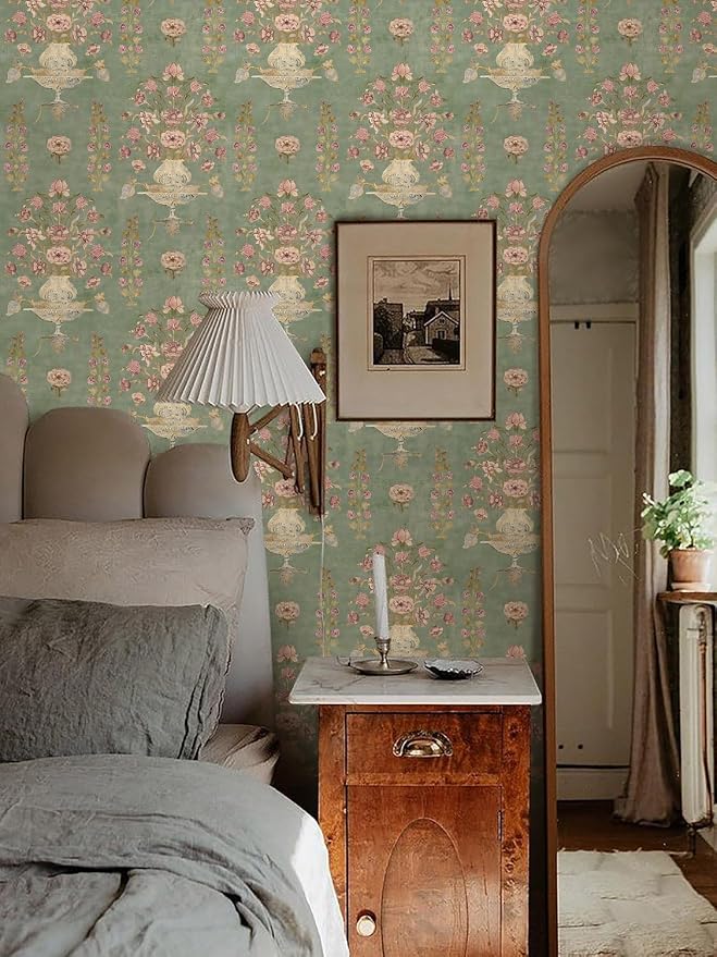 Orainege Floral Wallpaper Peel and Stick Wallpaper Modern Contact Paper 16.9in - Image 2