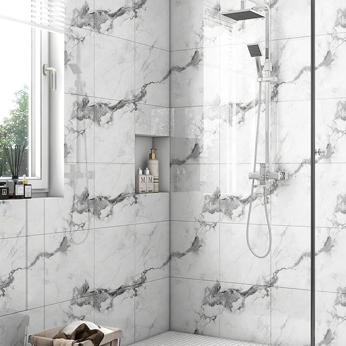 Chejiaye 22pcs Marble Peel and Stick Backsplash Waterproof Washroom Wall Panels - Image 2