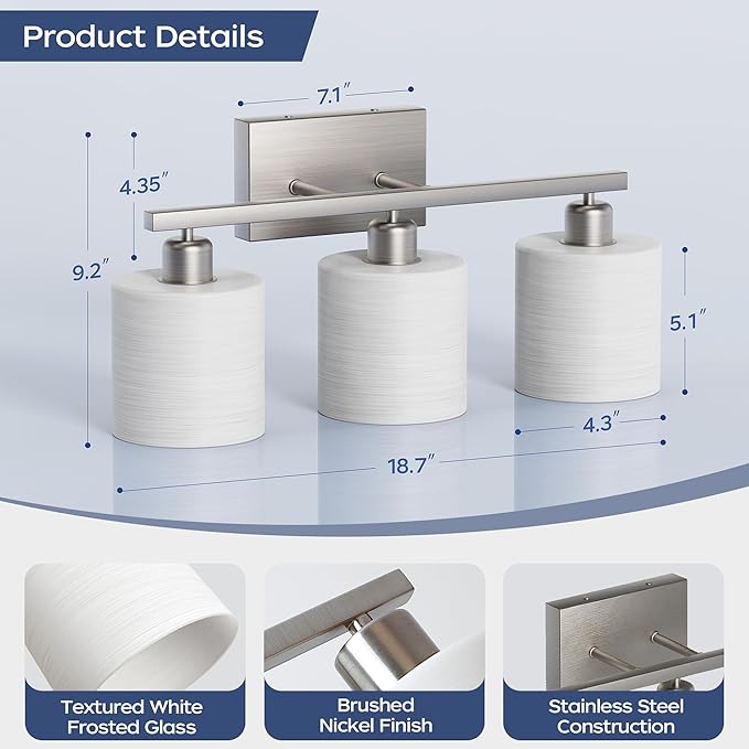 PARTPHONER Bathroom Light Fixtures, Bathroom Lighting Fixtures Over Mirror - Image 3