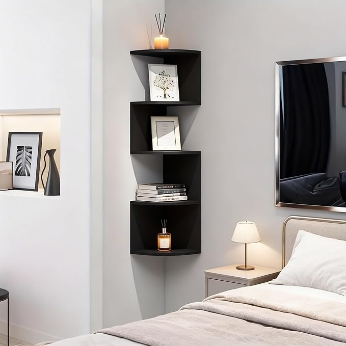 No-Drill Corner Shelf Wall Mount, 5-Tier Floating Corner Bookshelf - Image 12