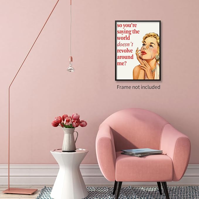 noxozoqm 70s Pink Sexy Women Poster Funky Funny Quote Wall Art Retro Housewife - Image 3