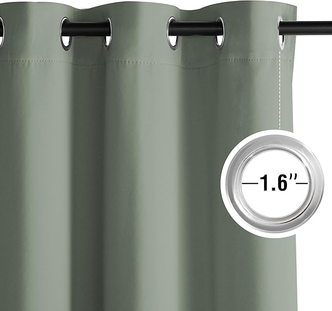 NICETOWN Room Darkening Draperies Curtains Panels, 2 Panels Sage Green W52 x L90 - Image 4