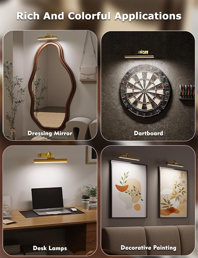 Picture Light Battery Operated, 13in Wireless Art Light - Image 8
