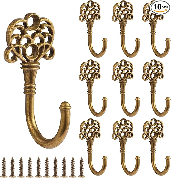 10 PCS Vintage Metal Wall Hooks, Bohemian Decorative Hook by XHIPY