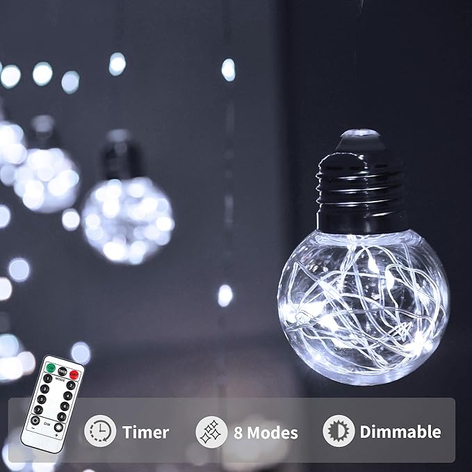 YOLIGHT Wishing Ball Curtain Lights 200 LED Window Curtain String Lights - Image 3