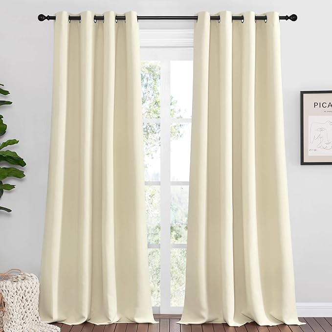 NICETOWN Beige Room Darkening Curtains 102" Long by NICETOWN