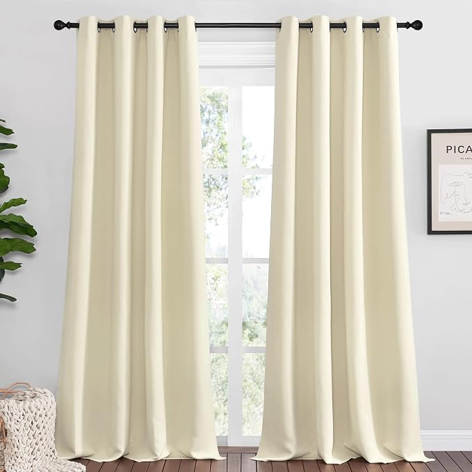 NICETOWN Beige Room Darkening Curtains 96" Long by NICETOWN