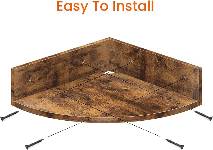 Homode Corner Shelf Wall Mount, 3 Tier Wood Wall Display Shelf, Storage - Image 8