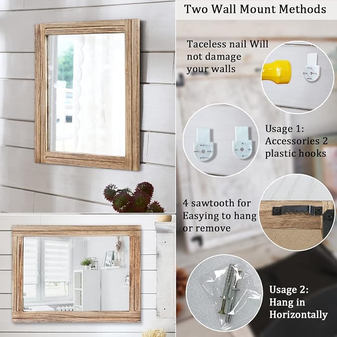 AAZZKANG Rustic Mirror for Wall - Image 3