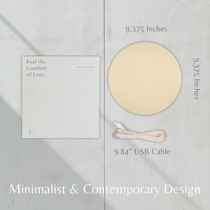 Minimalist LED Digital Wall Clock – USB Powered | Beige Lenin Style | 12/24 Hour - Image 7