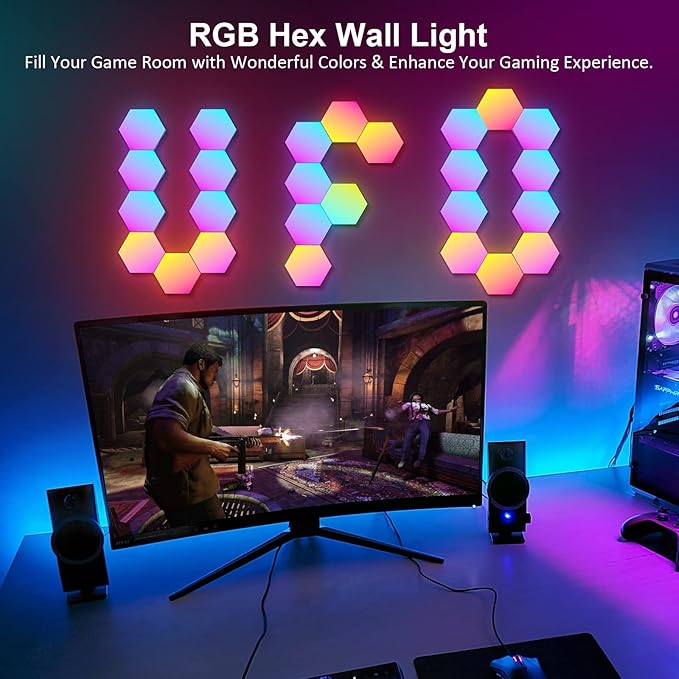 OJQ 12 Pack Hexagon Lights Wall RGB Panel - Image 3