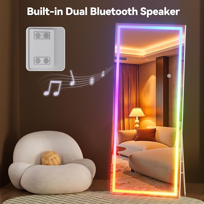 Hasipu 71"x31" LED RGB Bluetooth Full Length Mirror - Image 9