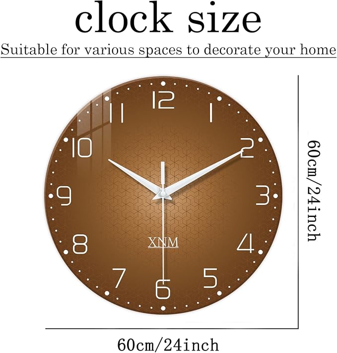 XNM 24 Inch Brown Wall Clock Analog Large Wall Clocks - Image 3