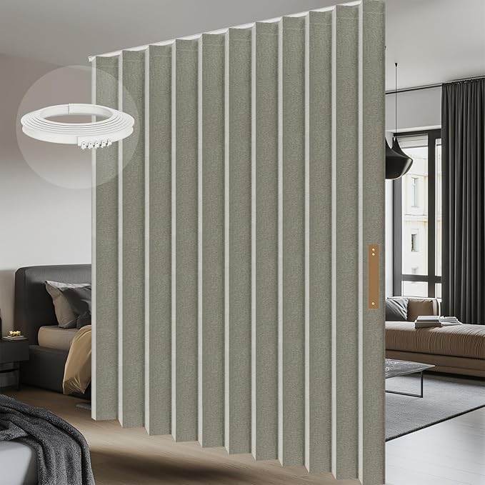 Room Divider Curtain Sets with Flexible Ceiling Track, Privacy Soundproof by AJAZZ
