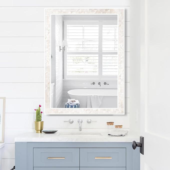 Tanmicoshomy White Shell Framed Rectangular Mirrors - Image 7