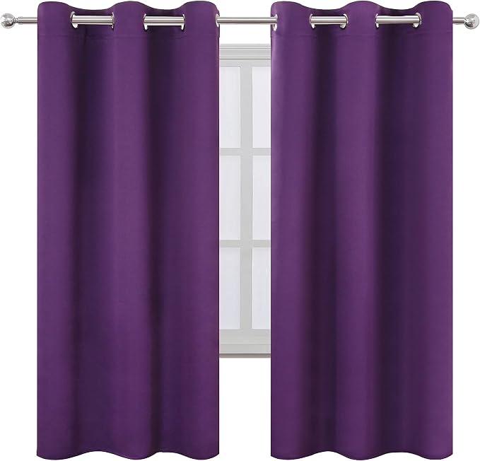 LEMOMO Purple Thermal Blackout Curtains/42 x 72 Inch/Set of 2 Panels Room - Image 2
