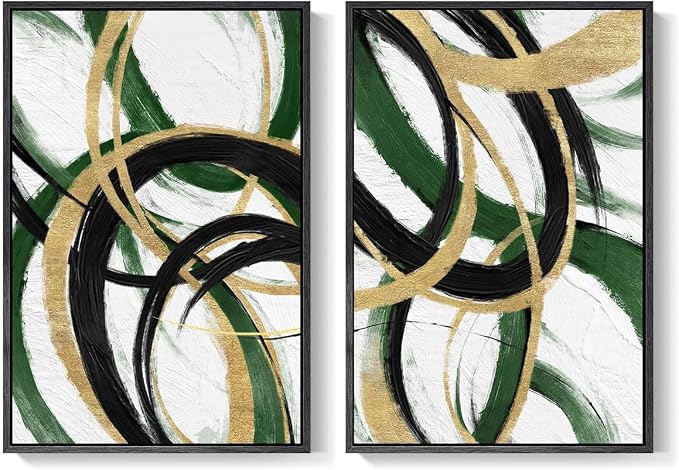 Framed Green Abstract Wall Art Set of 2 - Image 9