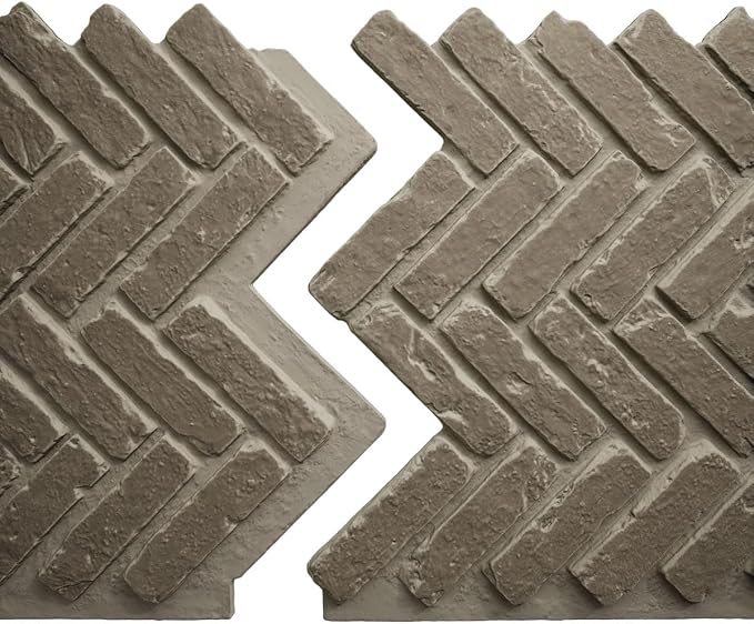 EverStone Herringbone Faux Brick Panel, 46 1/2"W x 25 1/4"H x 1"D, Antique - Image 8
