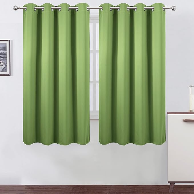 LEMOMO Light Green Blackout Curtains 66 x 63 Inch Length/Set of 2 Curtain by Lemomo