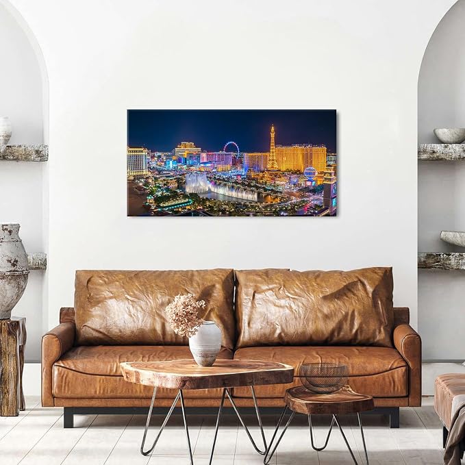 Las Vegas Skyline Wall Art American Cityscape Wall Decor City Night View Canvas - Image 5