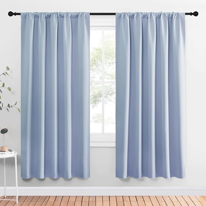 NICETOWN Window Curtains Blackout Drapes, Vintage Blue, 1 Pair, 52 by 72-Inch by NICETOWN