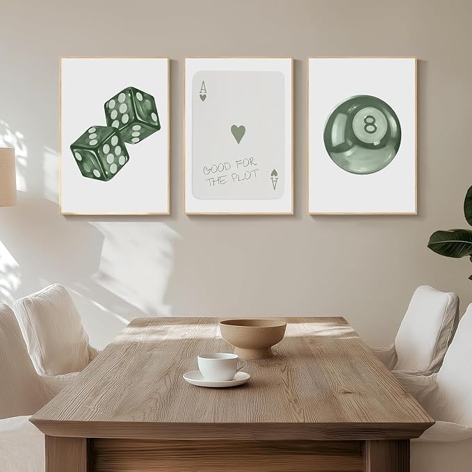 BOKPEN Green Poker Dice Canvas Wall Art Funky Y2K Trendy Preppy Pictures Lucky - Image 7