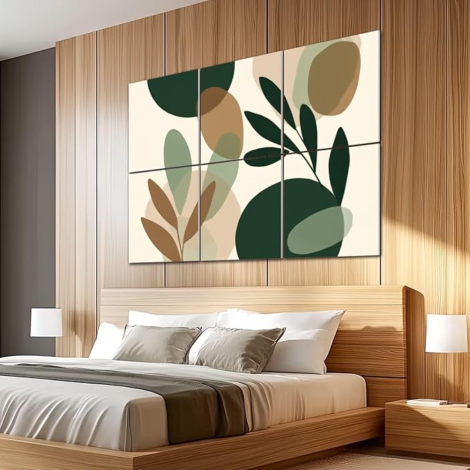 6 Pack Art Acoustic Panels Sound Absorbing Boho Botanical Leaf Orange Green - Image 5
