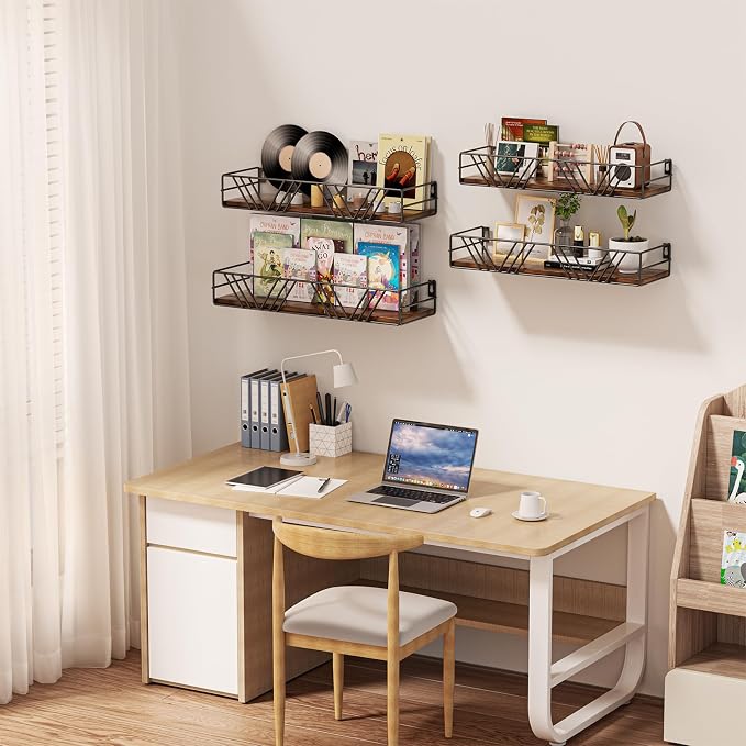Floating Shelves for Wall, 4 Sets Rustic Wall Mounted Shelves - Image 6