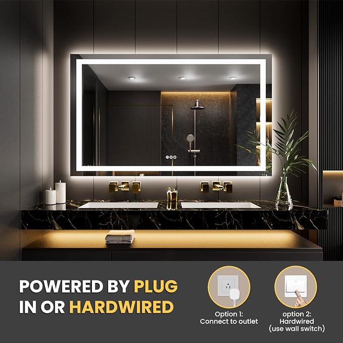 LOAAO 62"x36" LED Bathroom Mirror - Image 6
