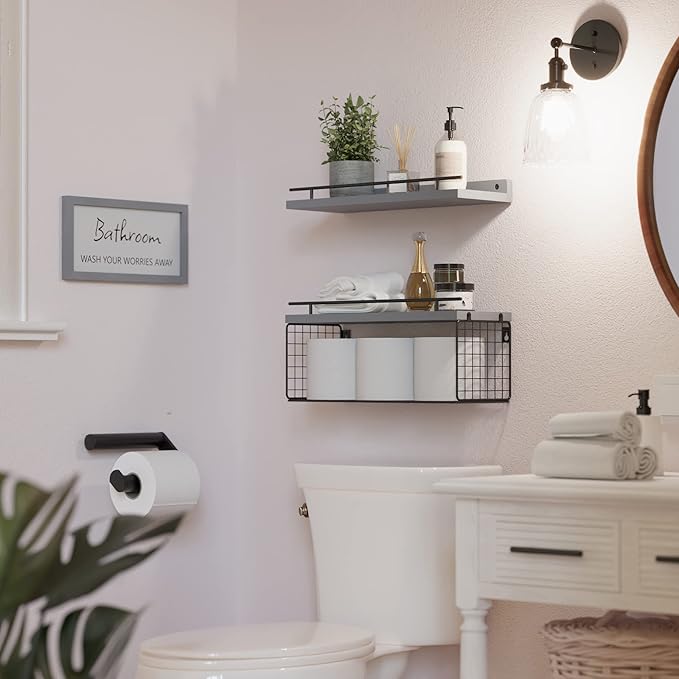 WOPITUES Floating Shelves for Wall Decor Sign, Bathroom Organizers and Storage - Image 6