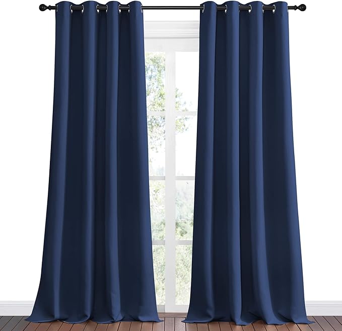 NICETOWN Navy Blackout Curtains 96" Long - Image 2