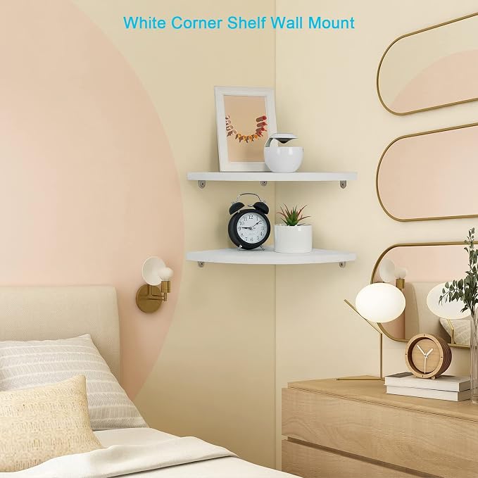 JORIKCHUO 12 inch Corner Wall Shelf Set of 2, Solid Wood Corner Floating Shelves - Image 4
