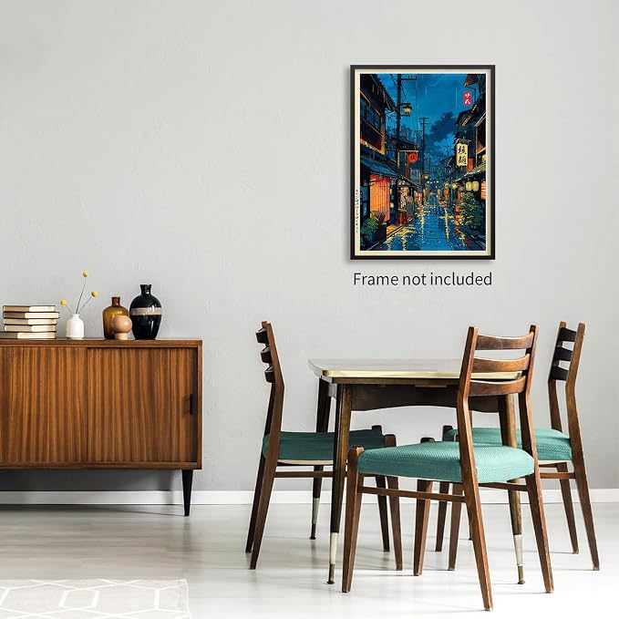 Japanese Tokyo Tea House Canvas Wall Art Japanese City Street Cafe Scene - Image 3