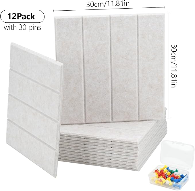 Acoustic Felt Bulletin Board Tiles Self-Adhesive Sound Absorbing Wall Panels - Image 4