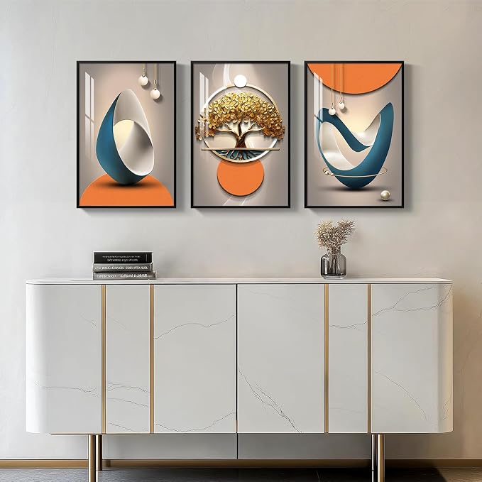 Framed Modern Large Wall Art, Bright Style Paintings Artwork - Image 3