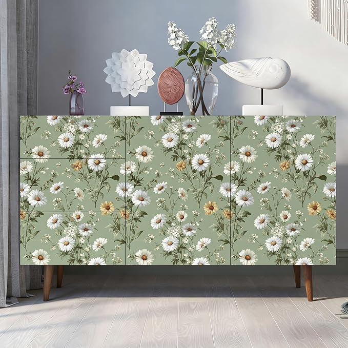 Livebor Floral Peel and Stick Wallpaper Green Flower Wallpaper Peel and Stick - Image 3