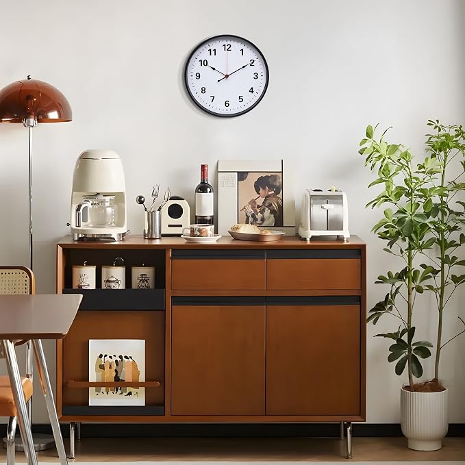 LEIKE Metal Wall Clock 12IN Black, Retro Silent Quartz Battery Operated - Image 5