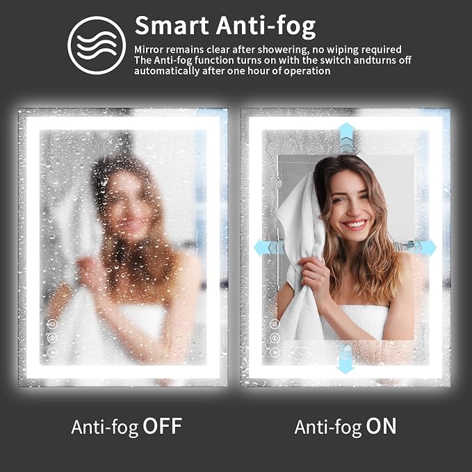 Koonmi 36"x36" LED Mirror for Bathroom, 90CRI Anti-Fog Vanity Mirror - Image 3