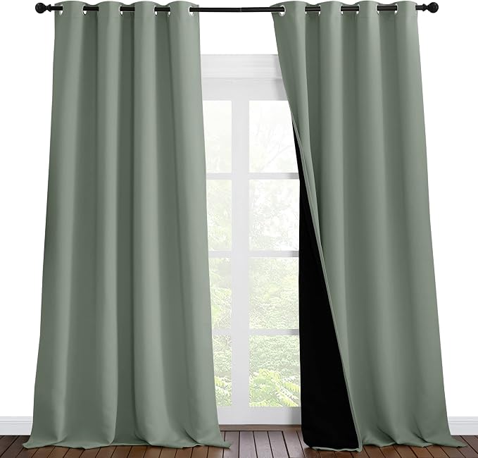 NICETOWN Full Shading Curtains for Windows, Super Heavy-Duty Black Lined by NICETOWN
