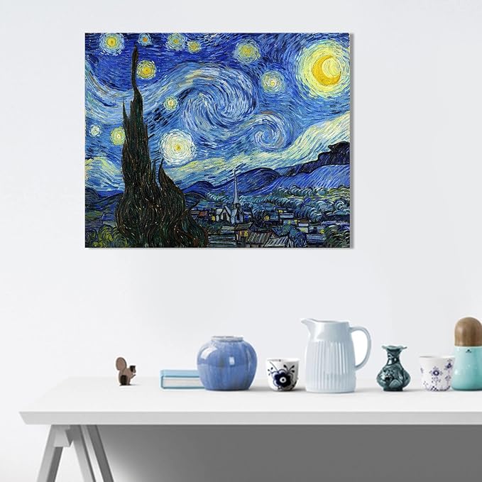 Van Gogh Canvas Wall Art: Starry Night Landscape Painting Picture Reproduction - Image 3