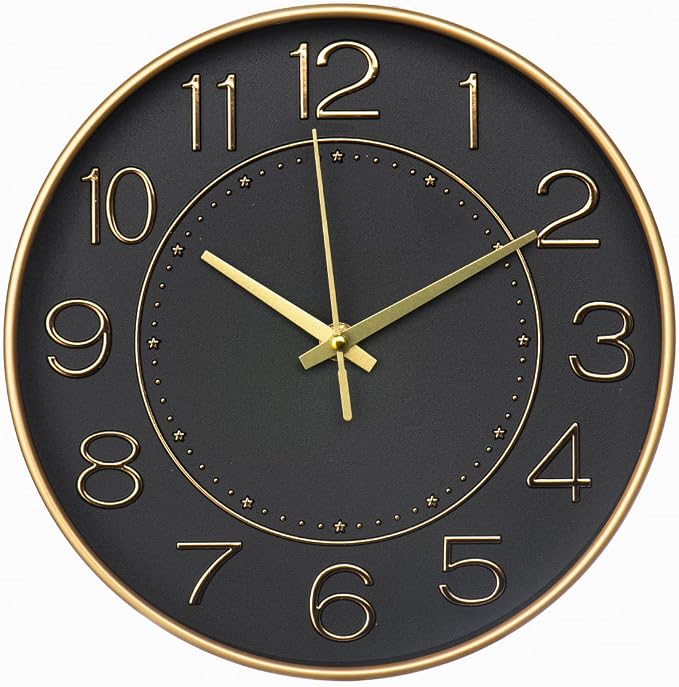 HZDHCLH Modern Wall Clocks Battery Operated, 10 inch Black and Gold Clock - Image 8