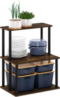 Furinno Turn-N-Tube 3-Tier Toolless Kitchen Storage Shelf, Amber Pine/Black by Furinno-FitsYourSpaceFitsYourBudget